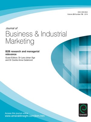 cover image of Journal of Business & Industrial Marketing, Volume 29, Issue 7 & 8